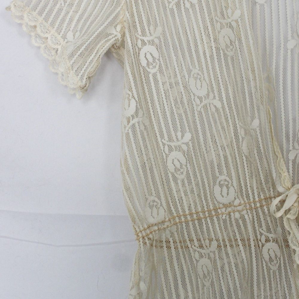 Vintage rose lace tie-front short sleeve blouse Medium - Picture 3 of 6